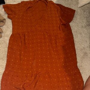 SHEIN Rust Dress with Subtle Dots